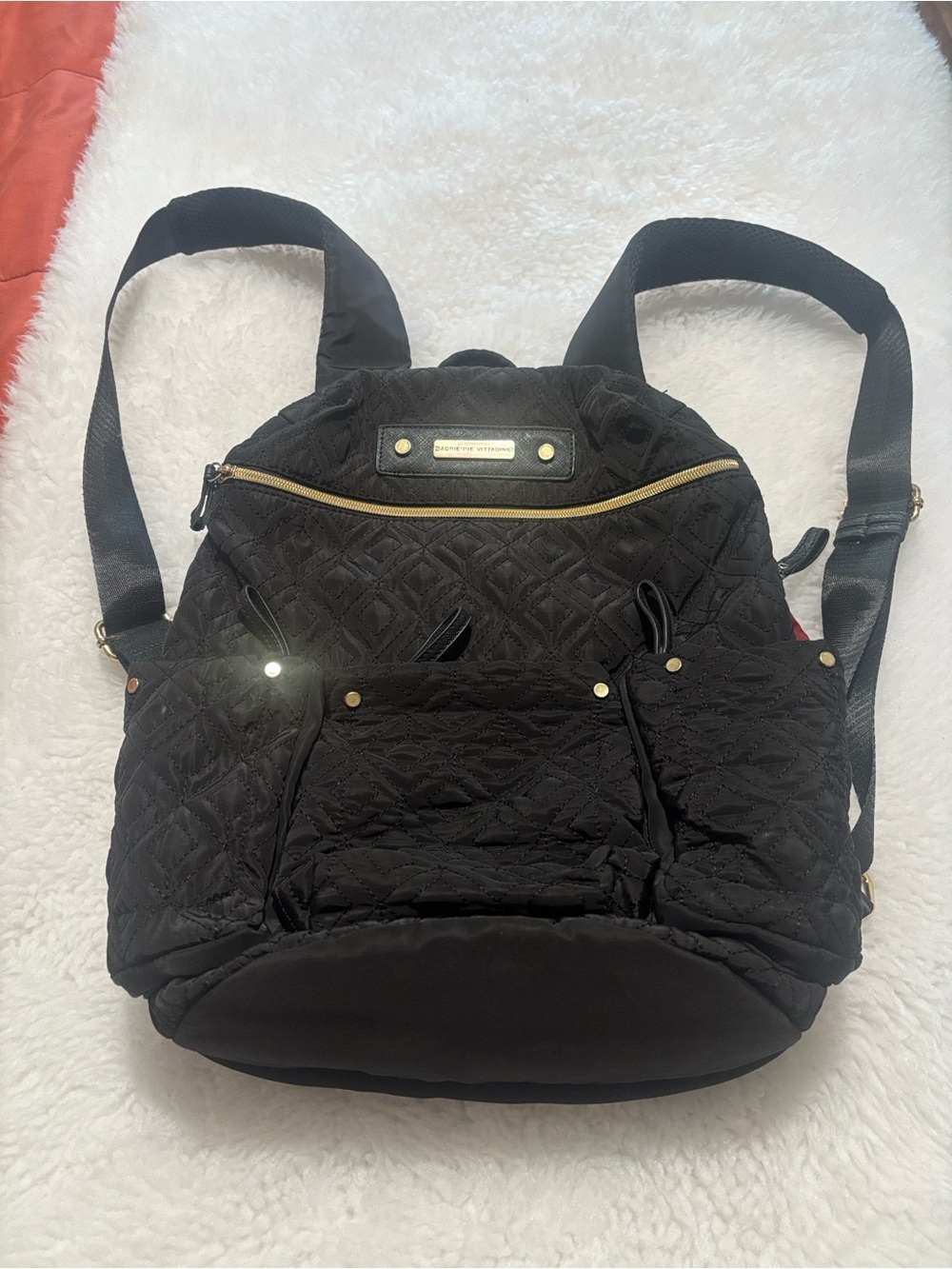 Vera Bradley Black Quilted Backpack with Gold Hardware